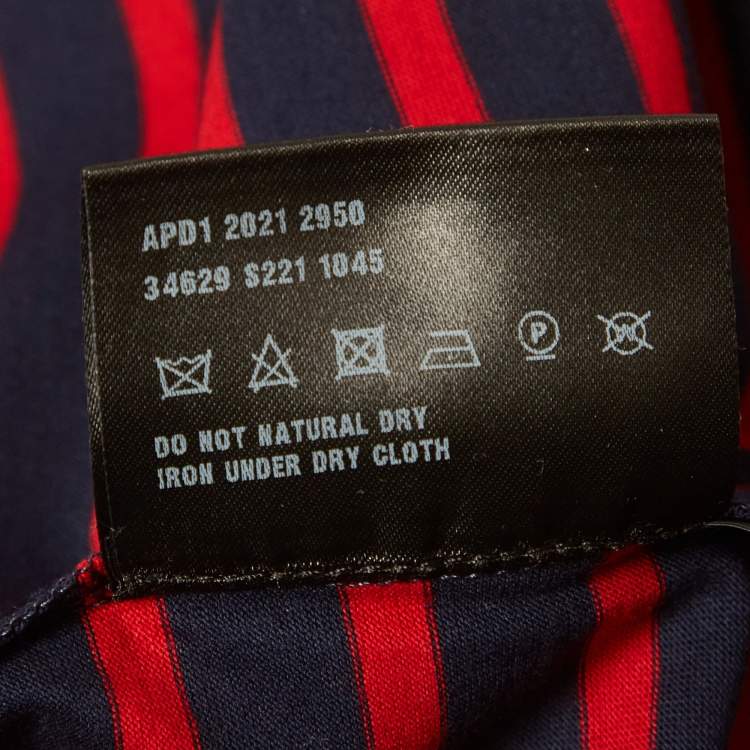 مملوكة مسبقًا قميص برادا جيرسي بأكمام طويلة بخطوط زرقاء/حمراء ميديوم