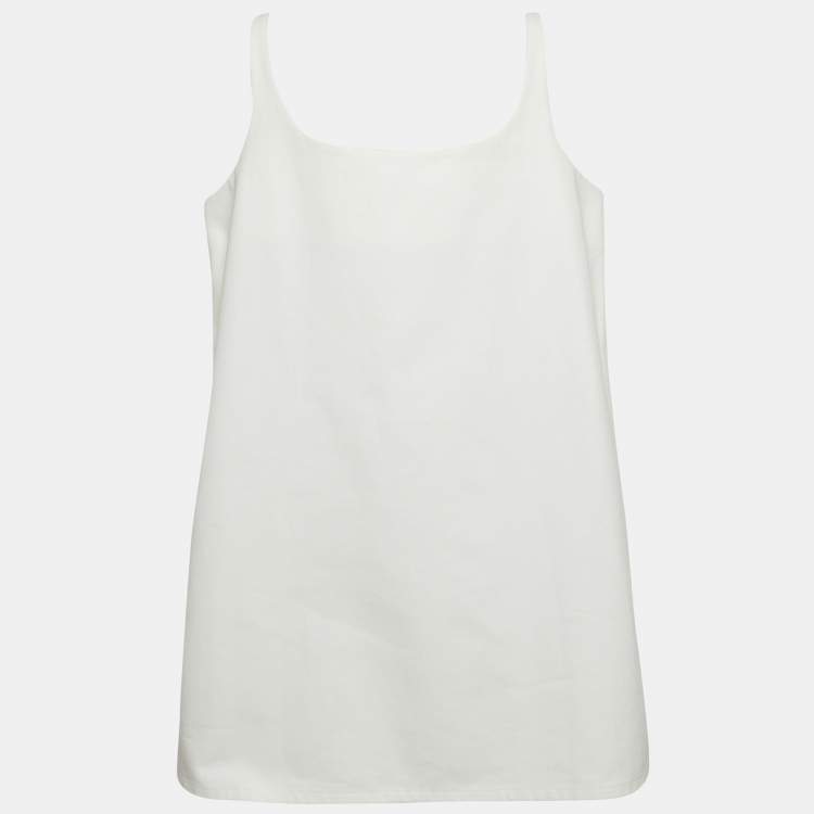 Pre Owned Prada White Denim Sleeveless Oversized Mini Dress L