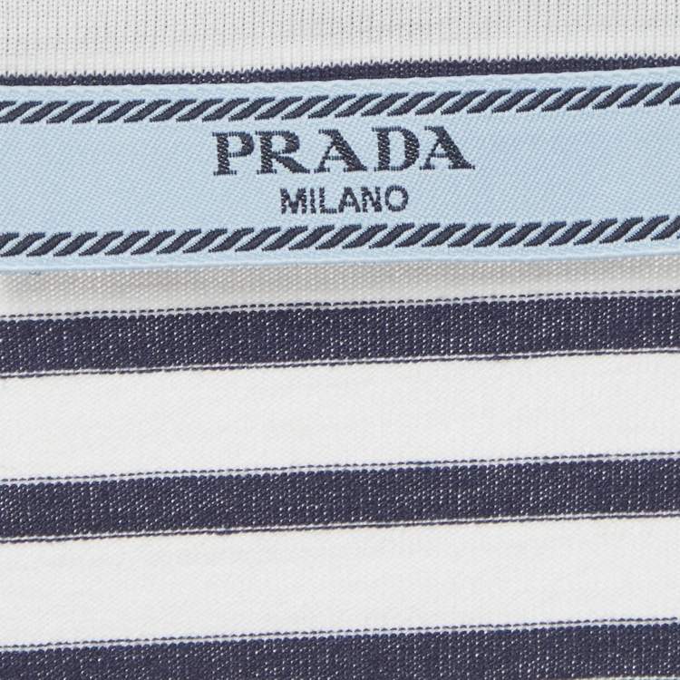 Pre Owned Prada Blue/Red Striped Jersey Long Sleeve T-Shirt M