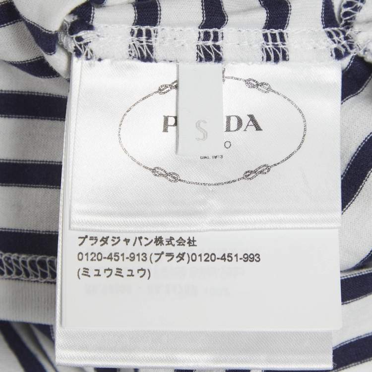 Pre Owned Prada Blue/Red Striped Jersey Long Sleeve T-Shirt M