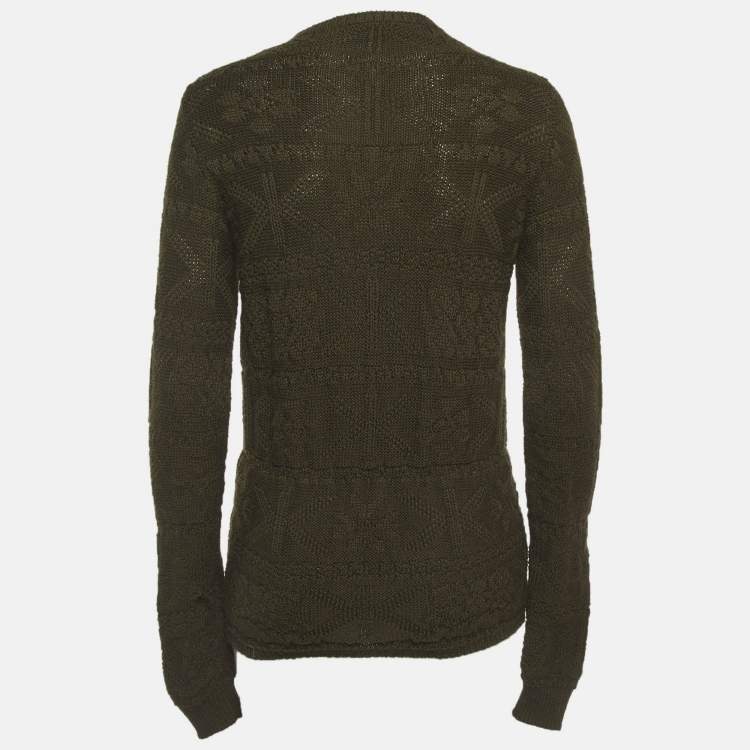 مملوكة مسبقًا Prada Green Wool Long Sleeve Cardigan S 