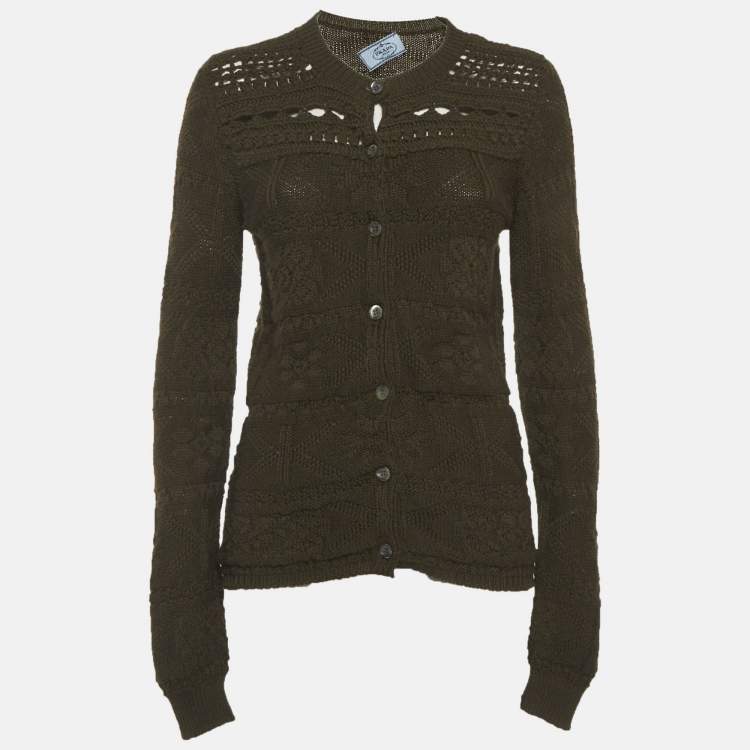 مملوكة مسبقًا Prada Green Wool Long Sleeve Cardigan S 