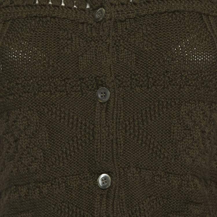 مملوكة مسبقًا Prada Green Wool Long Sleeve Cardigan S 