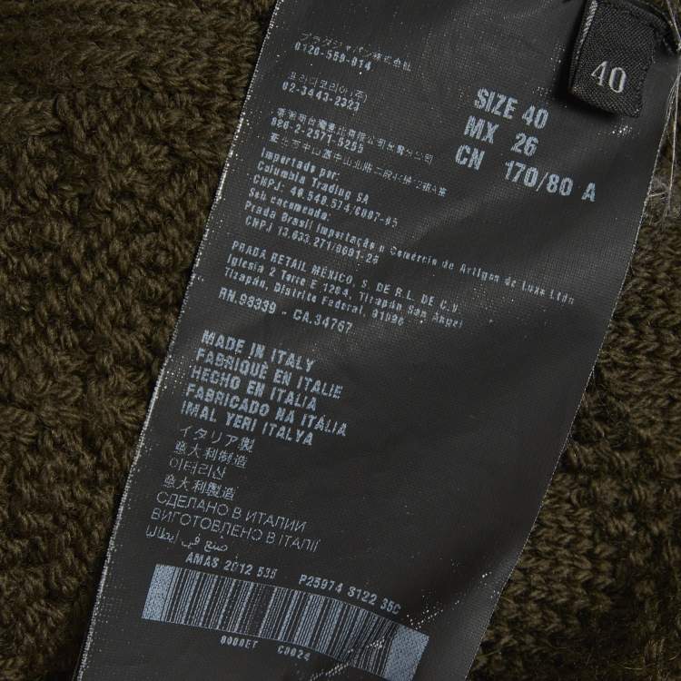 مملوكة مسبقًا Prada Green Wool Long Sleeve Cardigan S 