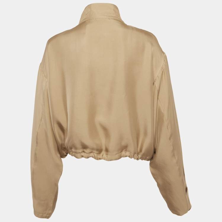 Pre Owned Prada Beige Triangle Logo Zip-Up Jacket S