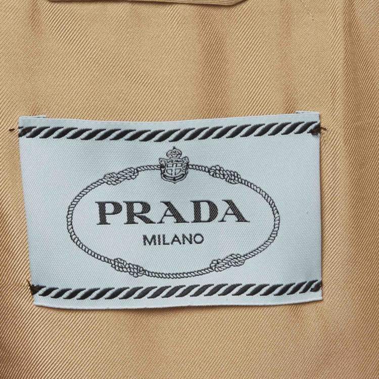 Pre Owned Prada Beige Triangle Logo Zip-Up Jacket S