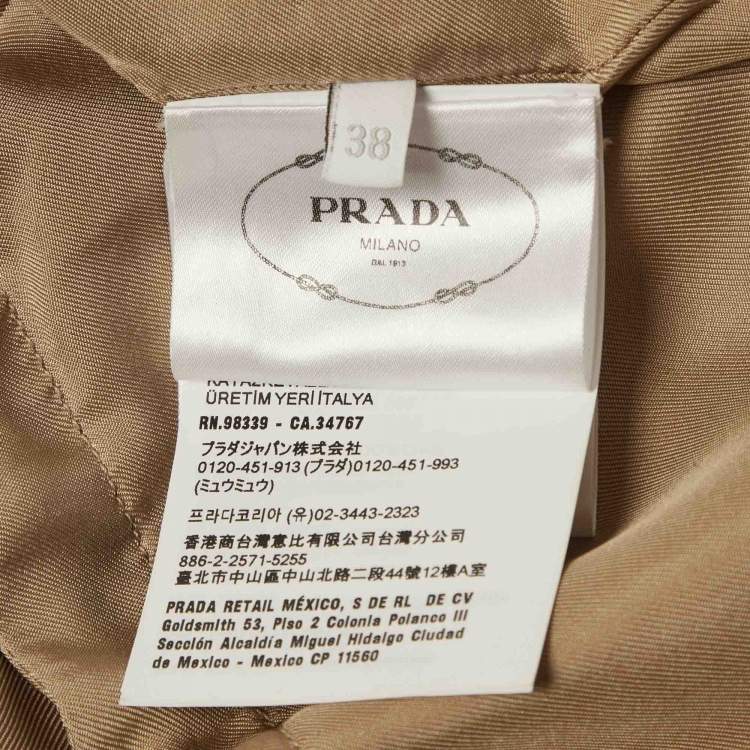 Pre Owned Prada Beige Triangle Logo Zip-Up Jacket S