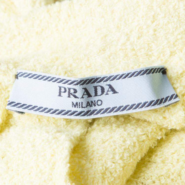 Pre Owned Prada Yellow Pleated Terry Cloth Skirt M