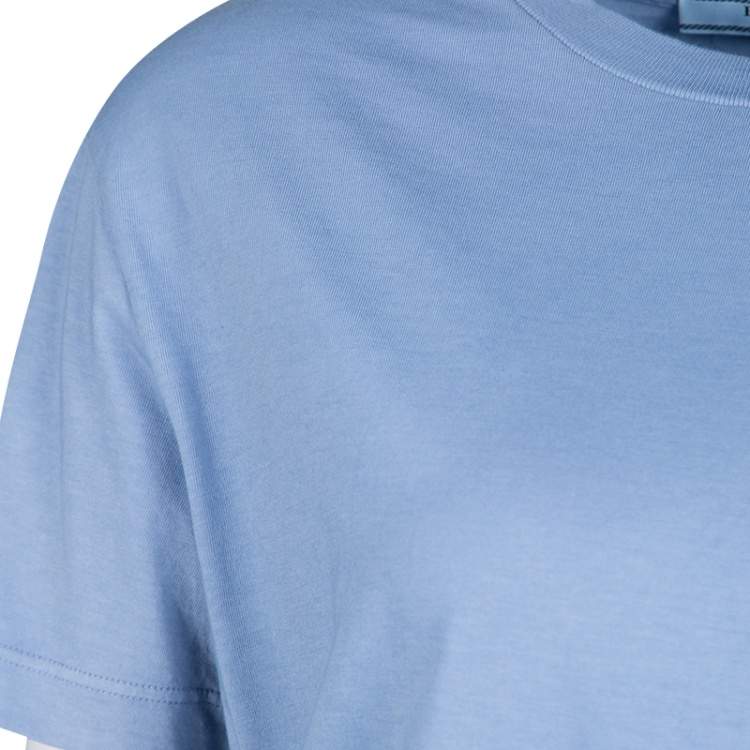 Pre Owned Prada Slate Blue Cotton Jersey Short Sleeve Crew Neck T-Shirt S