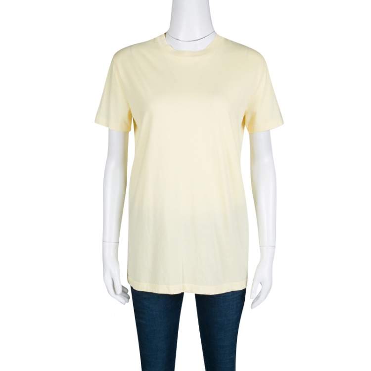 Pre Owned Prada Yellow Cotton Jersey Short Sleeve Crew Neck T-Shirt S