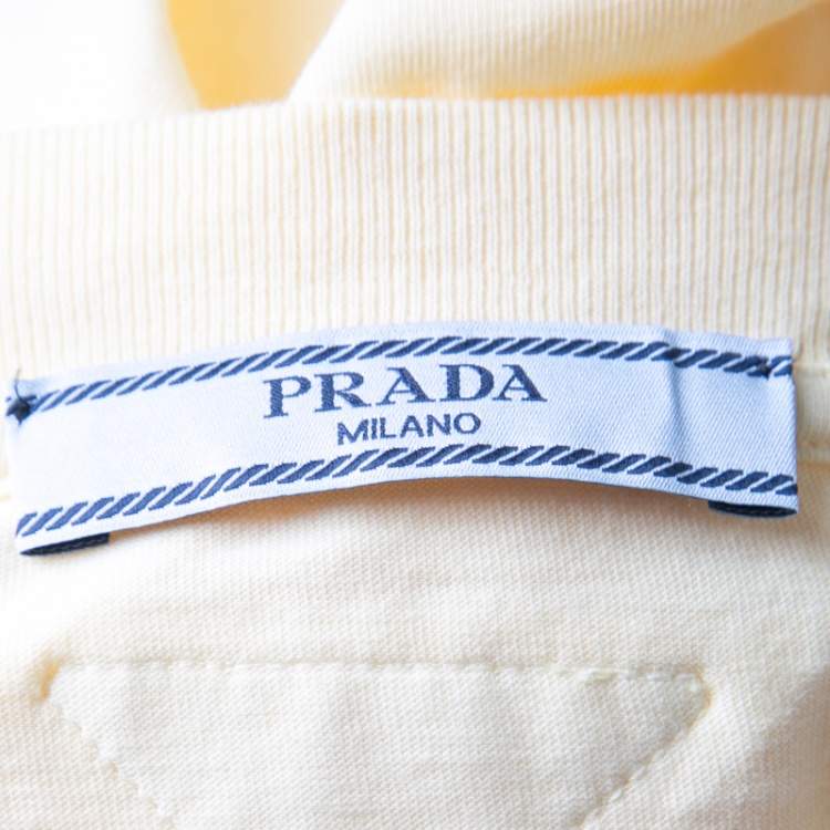 Pre Owned Prada Yellow Cotton Jersey Short Sleeve Crew Neck T-Shirt S