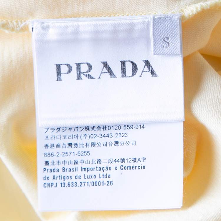 Pre Owned Prada Yellow Cotton Jersey Short Sleeve Crew Neck T-Shirt S