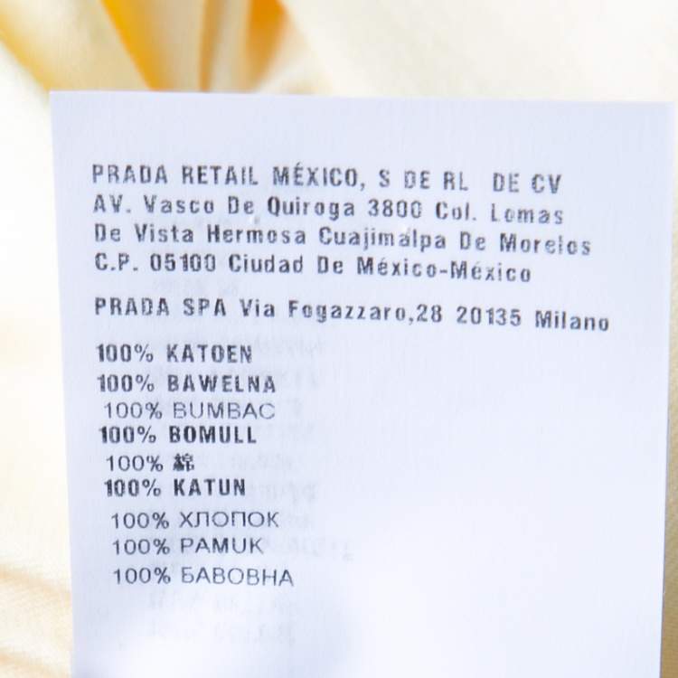 Pre Owned Prada Yellow Cotton Jersey Short Sleeve Crew Neck T-Shirt S