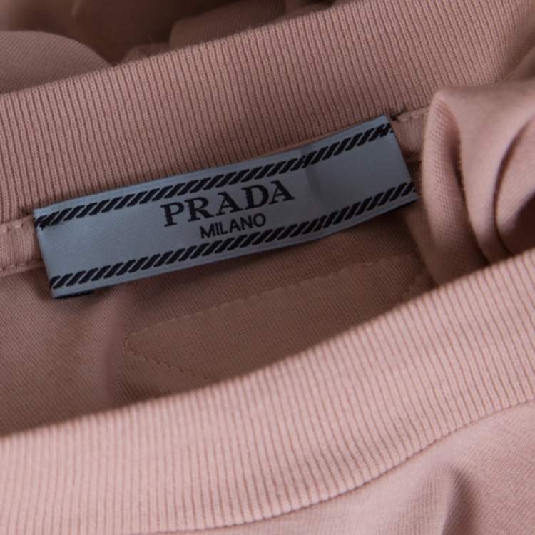 Pre Owned Prada Peach Cotton Jersey Short Sleeve Crew Neck T-Shirt S