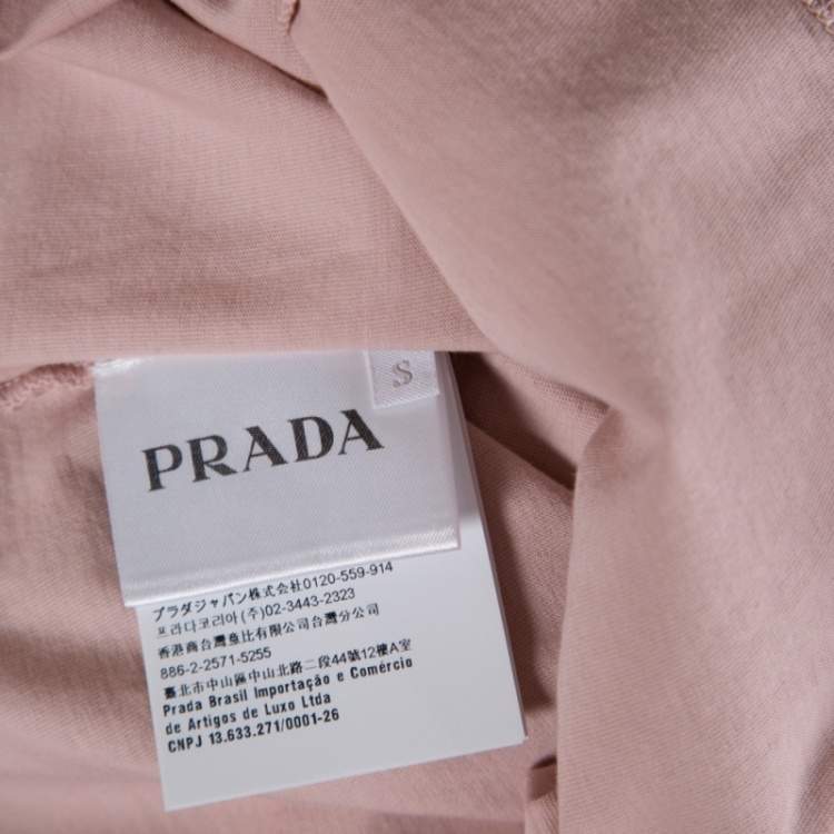 Pre Owned Prada Peach Cotton Jersey Short Sleeve Crew Neck T-Shirt S