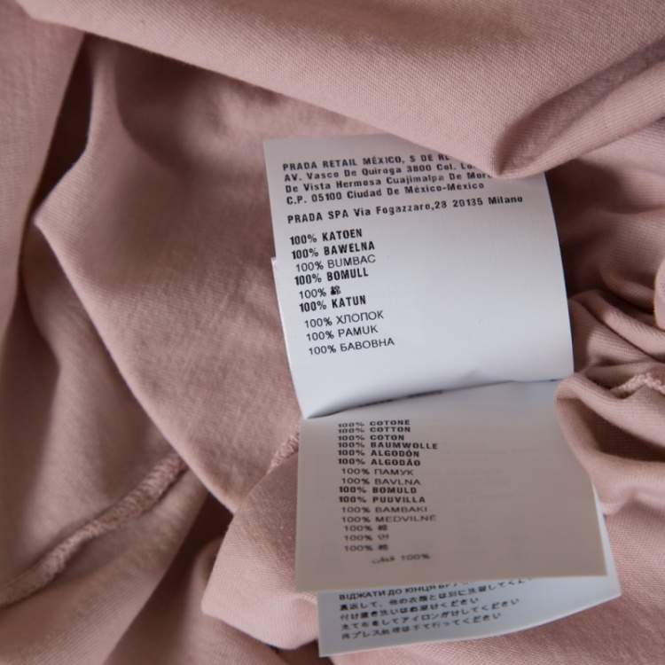 Pre Owned Prada Peach Cotton Jersey Short Sleeve Crew Neck T-Shirt S