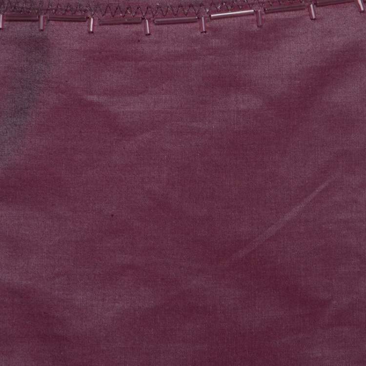 Pre Owned Prada Pink Cotton Embellished Trim Midi Skirt M
