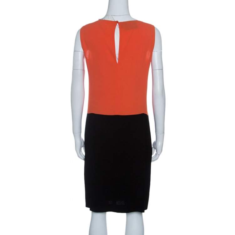 Pre Owned Prada Colorblock Crepe Sleeveless Midi Dress M