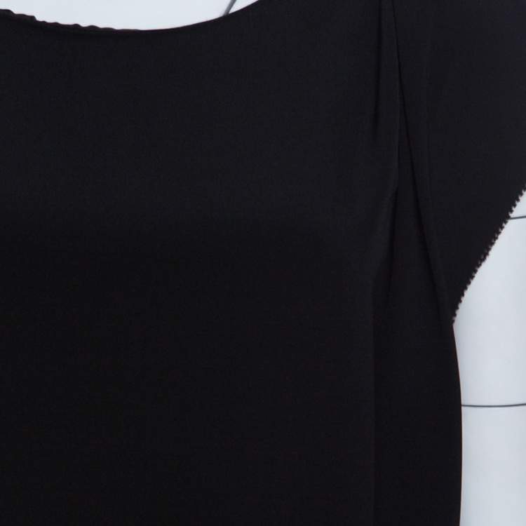 Pre Owned Prada Black Embellished Hem Ruffled Sleeve Dress M