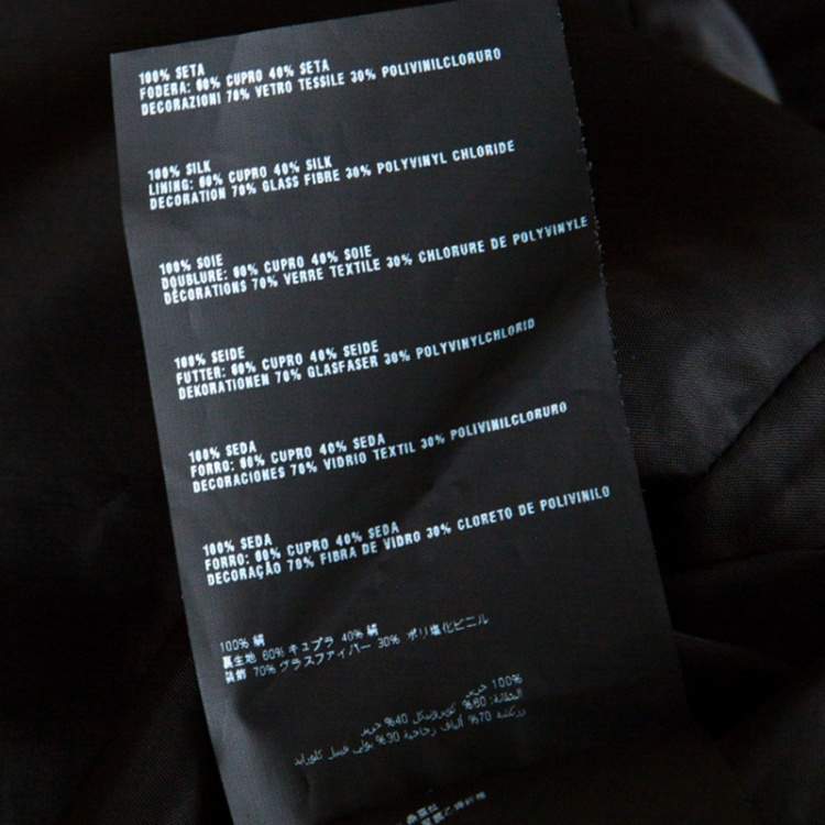 Pre Owned Prada Black Embellished Hem Ruffled Sleeve Dress M