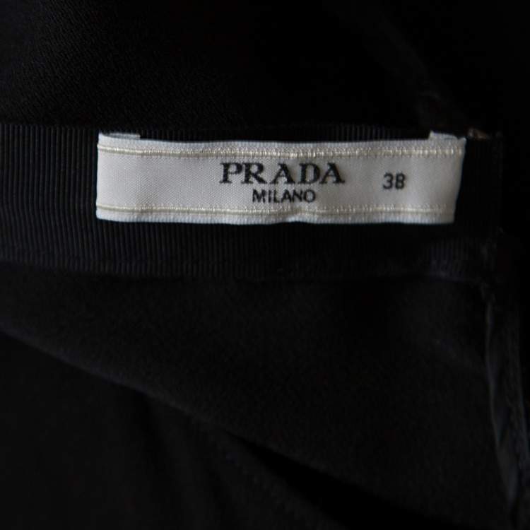 Pre Owned Prada Black Crepe Paneled Dress S