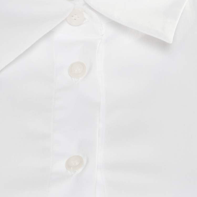 Pre Owned Prada White Cotton Button Front Long Sleeve Shirt S