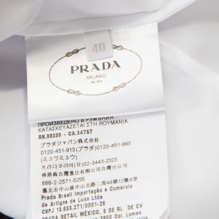 Pre Owned Prada White Cotton Button Front Long Sleeve Shirt S
