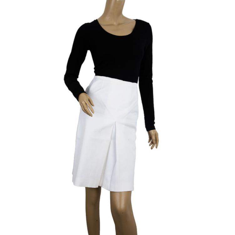 Pre Owned Prada Single Box Pleat Skirt S 
