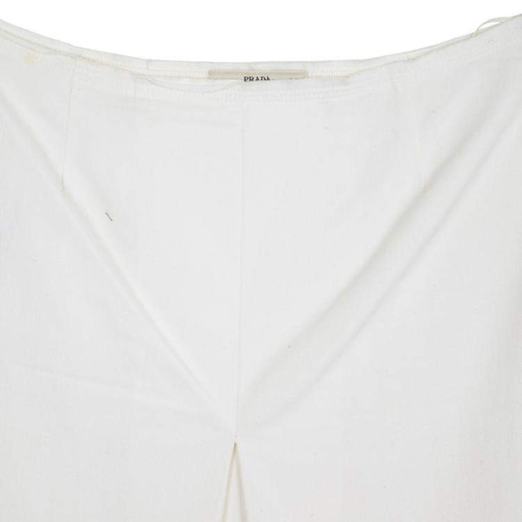Pre Owned Prada Single Box Pleat Skirt S 