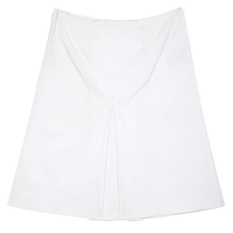 Pre Owned Prada Single Box Pleat Skirt S 