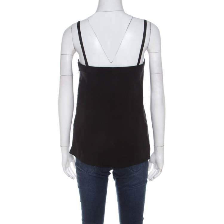 Pre Owned Prada Black Crepe Draped Front Detail Top S  