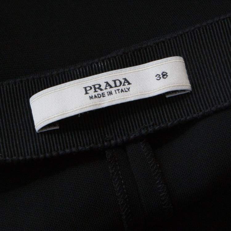Pre Owned Prada Black Crepe Draped Front Detail Top S  
