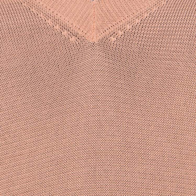 Pre Owned Prada Pastel Orange Knitted V-Neck Loose Pullover S