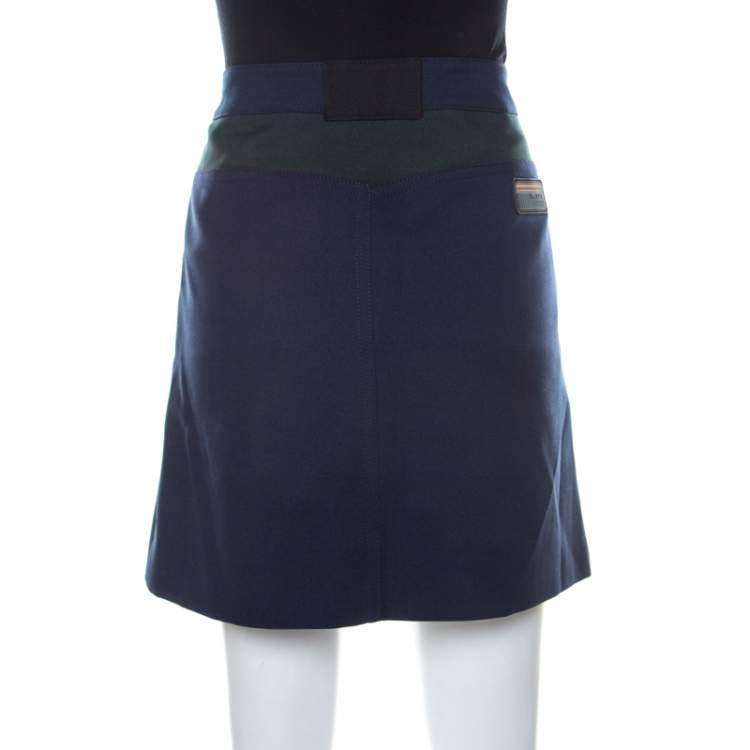 Pre Owned Prada Colorblock Patch Pocket Detail Mini Skirt S