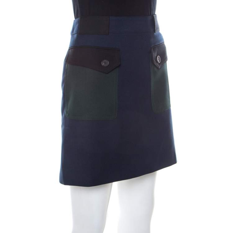 Pre Owned Prada Colorblock Patch Pocket Detail Mini Skirt S