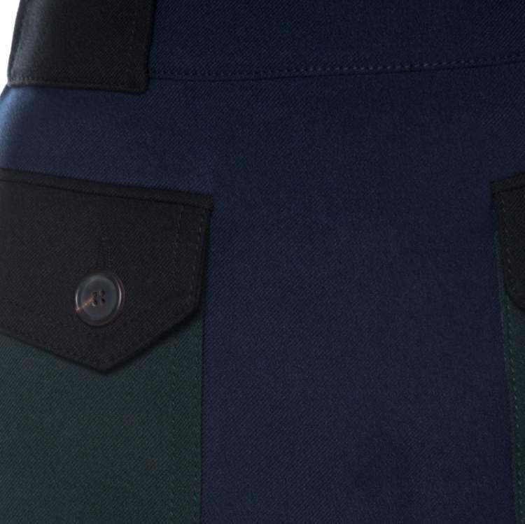 Pre Owned Prada Colorblock Patch Pocket Detail Mini Skirt S