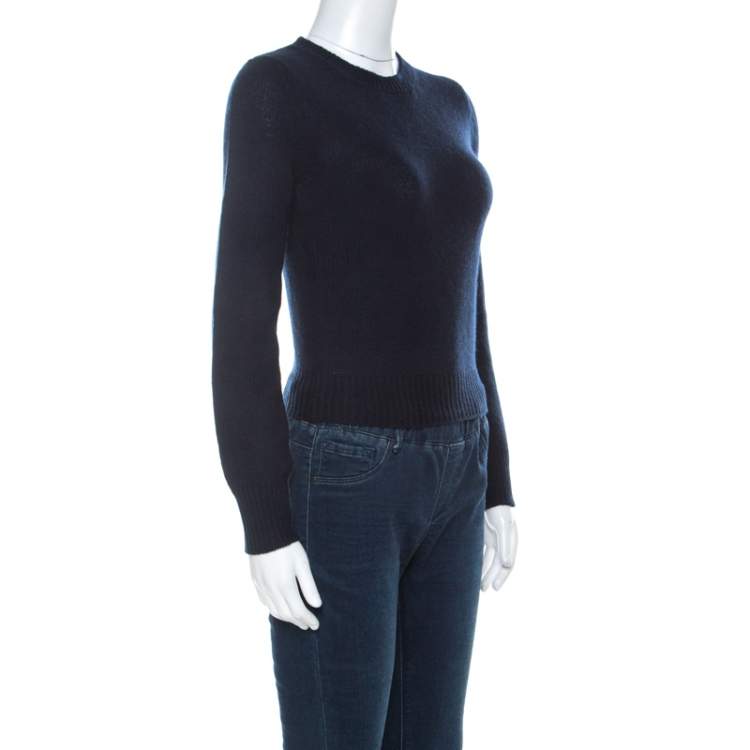 مملوكة مسبقًا Prada Navy Blue Wool & Cashmere Knit Sweater S