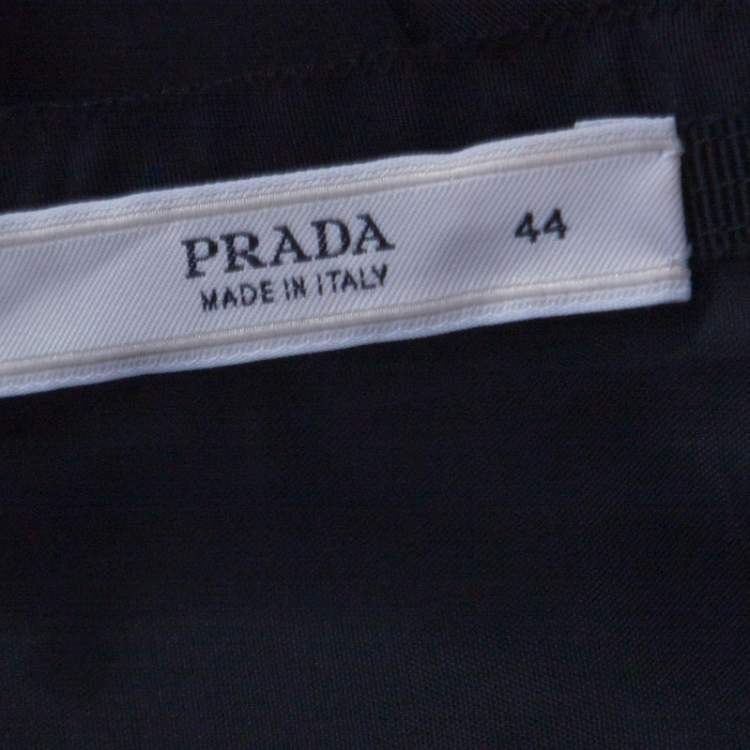 Pre Owned Prada Black Coated Silk Pleated Bubble Skirt M 