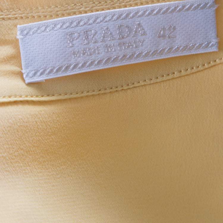 Pre Owned Prada Yellow Silk Button Down Short Sleeve Shirt M