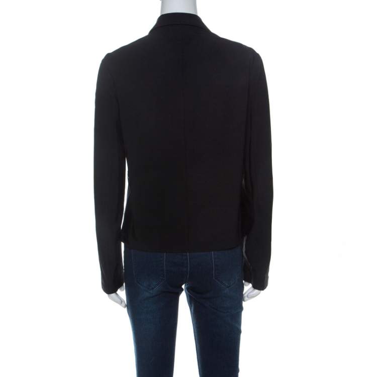 Pre Owned Prada Black Stretch Hidden Velcro Closure Detail Blazer M