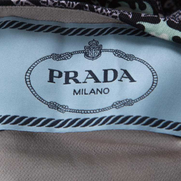 Pre Owned Prada Multicolor Floral Paisely Printed Silk Jersey Long Sleeve Shift Dress L 