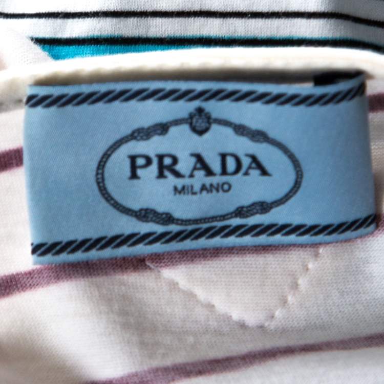 Pre Owned Prada Multicolor Stripes And Eye Print Cotton Long Sleeve T-Shirt XS