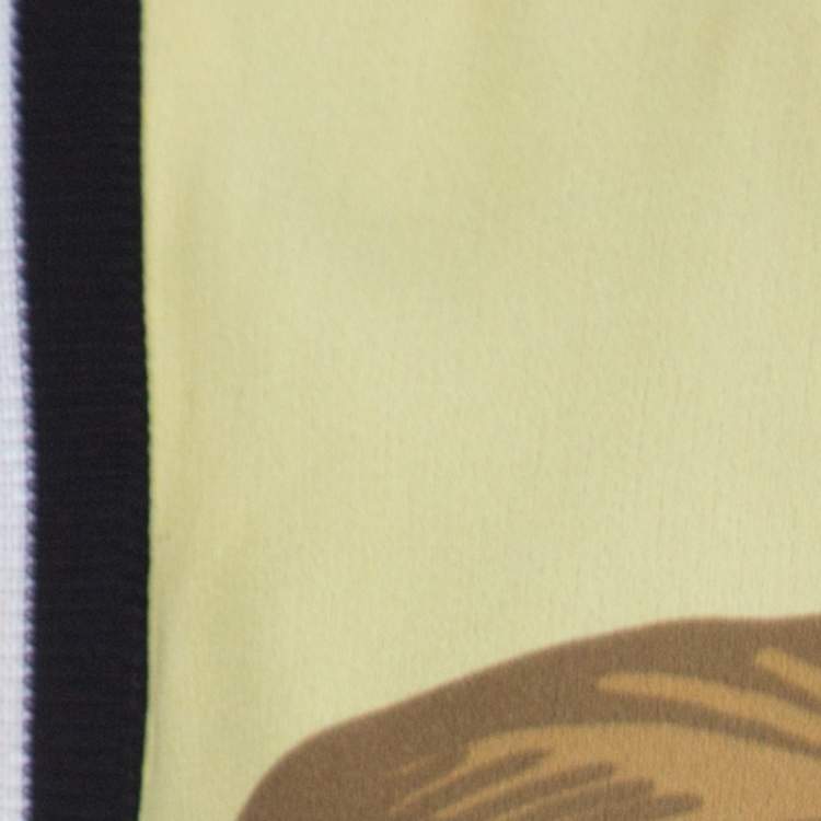 Pre Owned Prada Yellow Face Print Crepe Sleeveless Knee Length Dress S