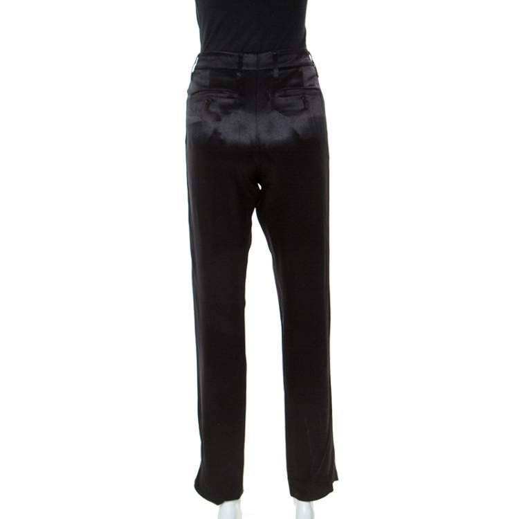 Pre Owned Prada Black Silk Blend Tapered Trousers S 