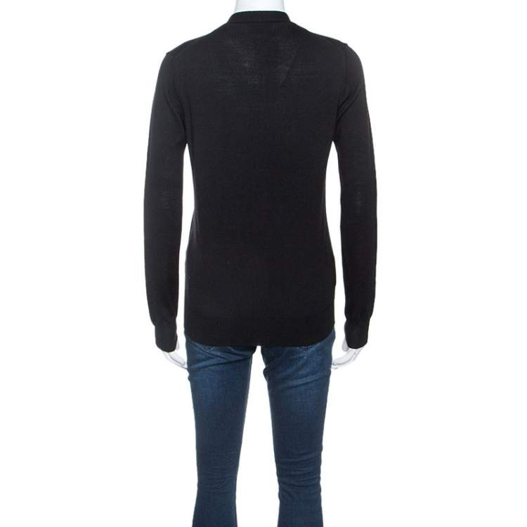 Pre Owned Prada Black Wool Knit Button Front Cardigan XS