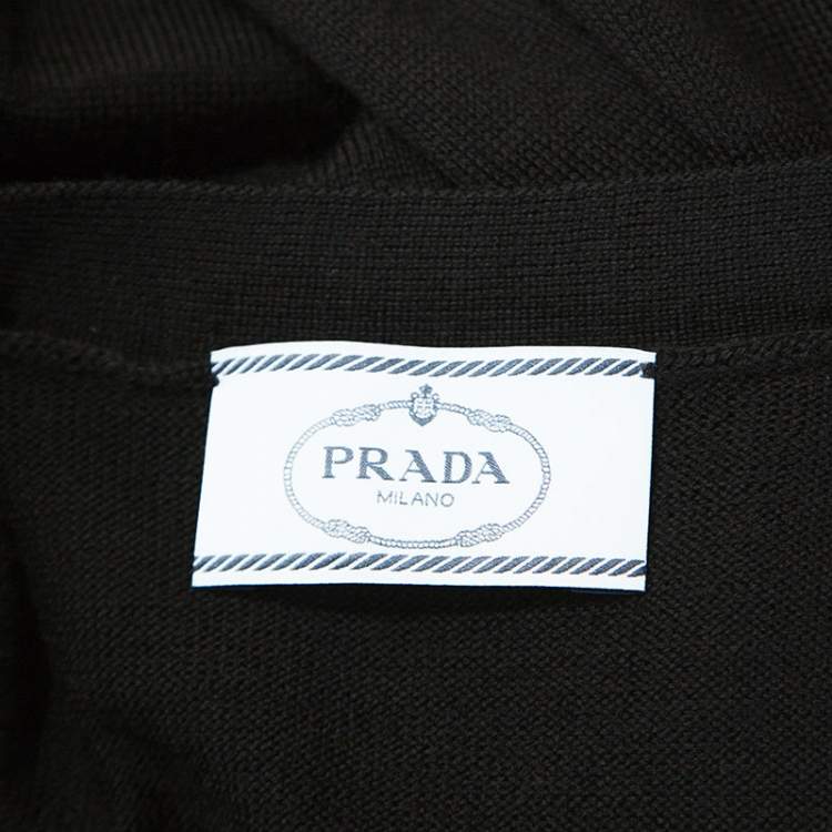 Pre Owned Prada Black Wool Knit Button Front Cardigan XS