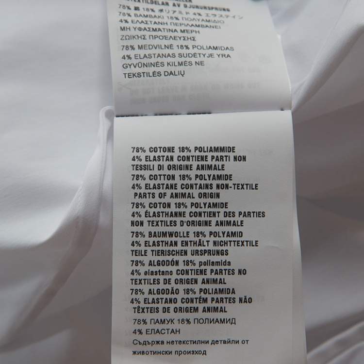 Pre Owned Prada White Stretch Cotton Blend Button Front Fitted Shirt S