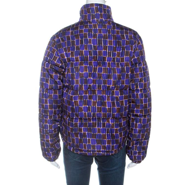 Pre Owned Prada Purple Printed Technical Fabric Puffer Jacket M