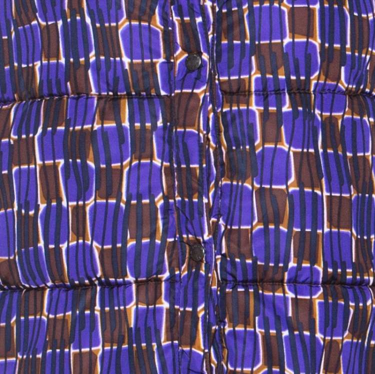 Pre Owned Prada Purple Printed Technical Fabric Puffer Jacket M