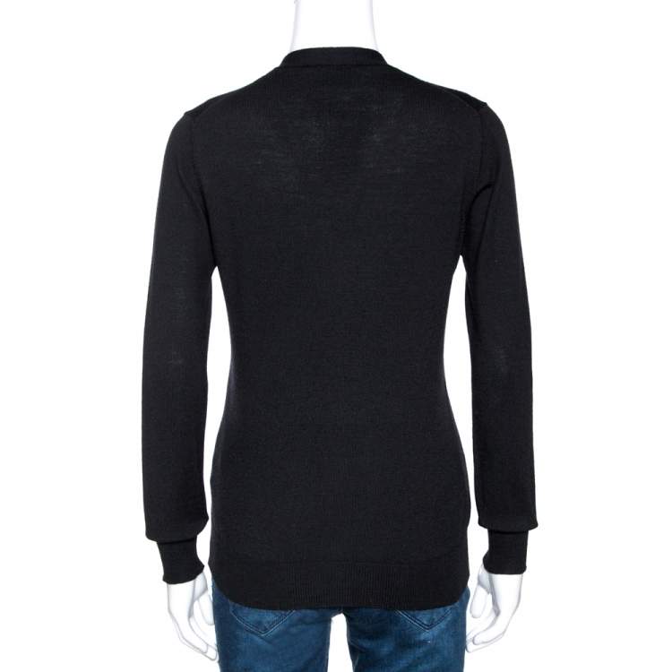 Pre Owned Prada Black Wool Knit Button Front Cardigan XS